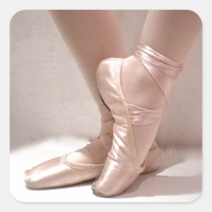 Roze baletslippers vierkante sticker