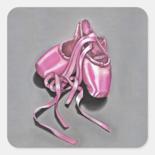 Roze baletslippers vierkante sticker