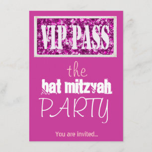 Roze balk Mitzvah Bat Mitzvah VIP Kaart