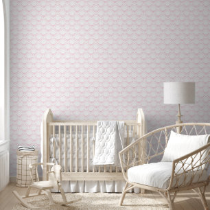 Roze balken op wit grafisch patroon behang