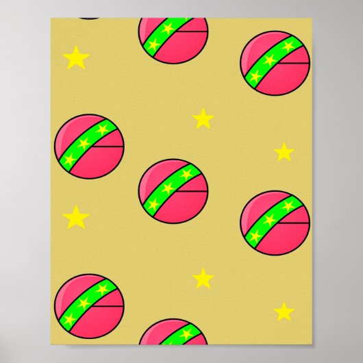 Roze ballen en sterren poster (Voorkant)