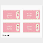 Roze Ballerina 1 Rechthoek Stickers (Vel)
