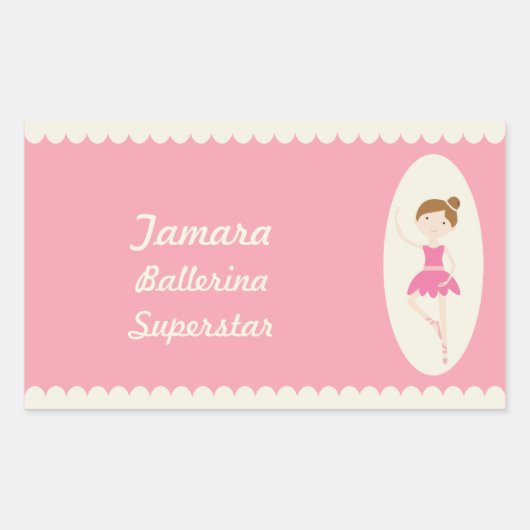 Roze Ballerina 1 Rechthoek Stickers (Voorkant)