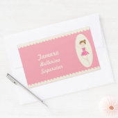 Roze Ballerina 1 Rechthoek Stickers (Envelop)