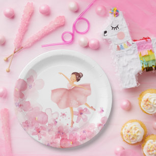 Roze Ballerina Bijpassend Papieren Bordje