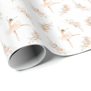 Roze Ballerina Bloemmotief Verjaardagscadeau Cadeaupapier