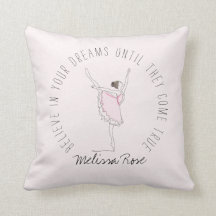 Roze Ballerina Custom Name Geloof in Your Dreams