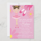 Roze Ballerina Dance Party Verjaardag Uitnodiging  (Voorkant)