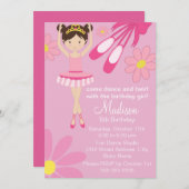 Roze Ballerina Dance Party Verjaardag Uitnodiging  (Voorkant / Achterkant)