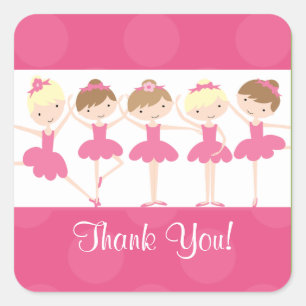 Roze Ballerina Dance Verjaardag Dank u Sticker