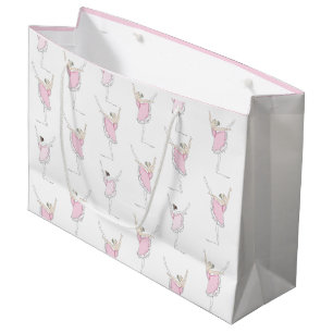Roze Ballerina Dancer Girl Gift Bag Groot Cadeauzakje