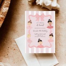 Roze Ballerina Dans & Pirouette Verjaardagsuitnodi