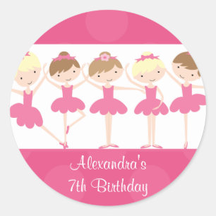 Roze Ballerina Dans Verjaardagsfeestje Sticker