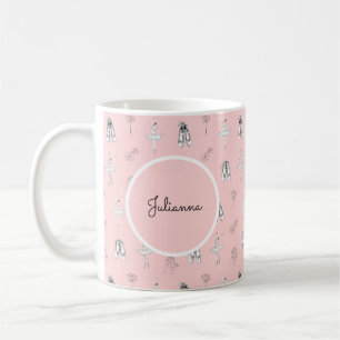 Roze ballerina en bloemen koffiemok