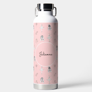 Roze ballerina en bloemen waterfles
