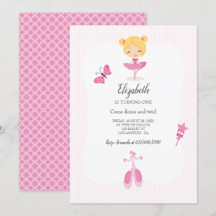 Roze Ballerina Feestje Kaart