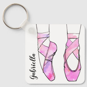 Roze ballerina gepersonaliseerd ballet sleutelhanger