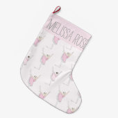 Roze Ballerina Gepersonaliseerde Kerstkous Grote Kerstsok (Voorkant (Hangend))