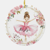 Roze Ballerina Keramisch Ornament (Achterkant)