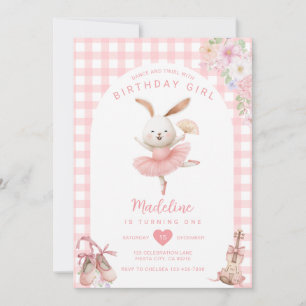 Roze Ballerina Konijn Dans en Draai Verjaardag Kaart