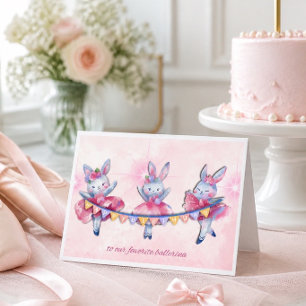 Roze Ballerina Konijnen Verjaardagskaart Kaart