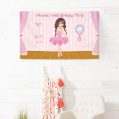 Roze Ballerina met de naam Birthday Party geperson Spandoek (Insitu)