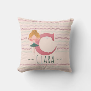 Roze Ballerina Monogram C – Persoonlijke Kunst Kussen