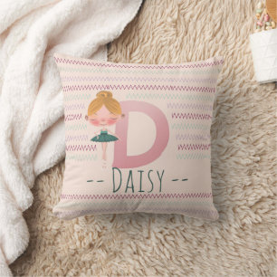 Roze Ballerina Monogram D – Persoonlijke Kunst Kussen