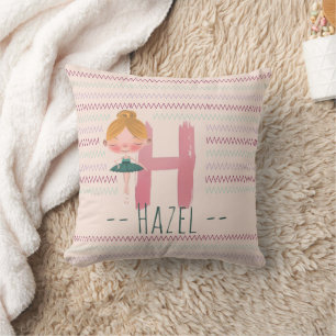 Roze Ballerina Monogram H – Persoonlijke Kunst Kussen