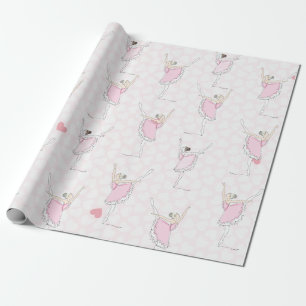 Roze Ballerina Pink Heart Girl Dancer Cadeaupapier