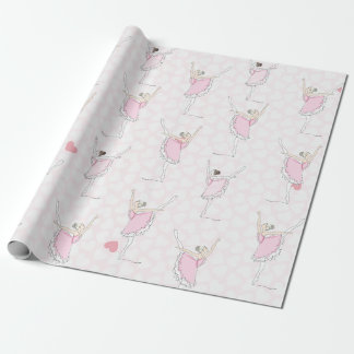 Roze Ballerina Pink Heart Girl Dancer Cadeaupapier