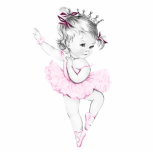 Roze Ballerina Princess Baby Meisje Douche Staand Fotobeeldje