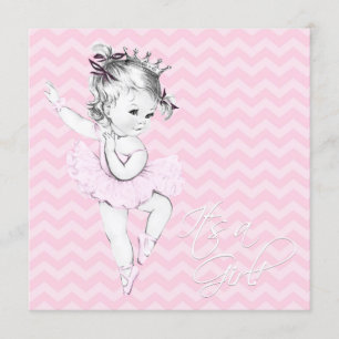 Roze Ballerina Prinses Baby Shower Kaart