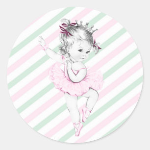  roze ballerina prinses Baby shower Ronde Sticker