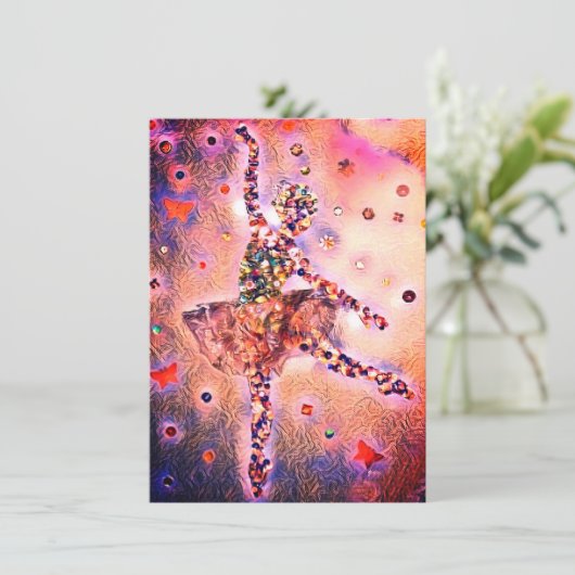 Roze Ballerina Schattig Dansend Meisje Custom Kaar (Staand voorkant)