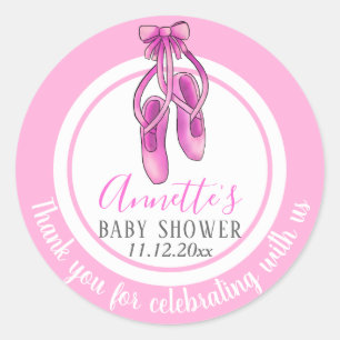 Roze Ballerina Schoenen   Meisje Baby shower Dank  Ronde Sticker