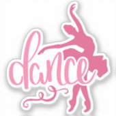 Roze Ballerina Silhouette Ballet Dance Sticker (Voorkant)