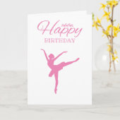 Roze Ballerina Silhouette - Birthday Kaart (Gele Bloem)