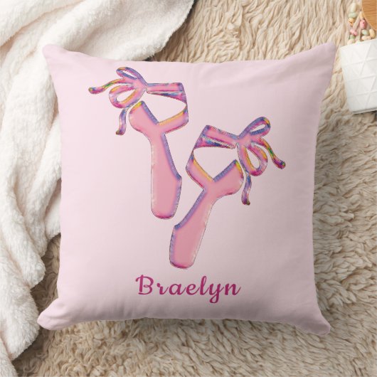 Roze Ballerina Slippers Elegante Danskunst Kussen (Deken)