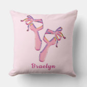 Roze Ballerina Slippers Elegante Danskunst Kussen (Voorkant)