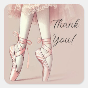 Roze Ballerina Spitse Ten Verjaardagsfeestje Vierkante Sticker