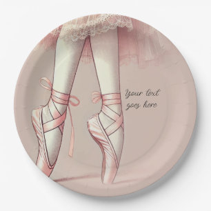 Roze Ballerina Spitse Tenengeborenfeestje Papieren Bordje