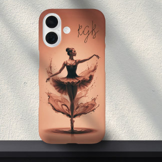 Roze Ballerina Splash Custom Initialen Ballet iPhone 16 Hoesje
