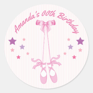 Roze Ballerina thema Verjaardagsfeestje gepersonal Ronde Sticker