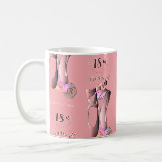 Roze Ballerina Toe Shoes Custom Event Coffee Mok (Links)