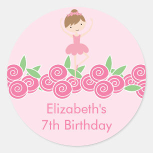 Roze Ballerina Tutu Dance Birthday Party Sticker