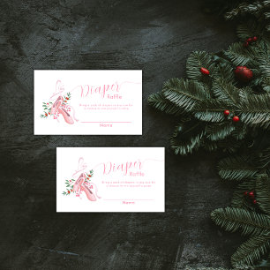 Roze Ballerina Tutu Luier Raffle Baby Shower Informatiekaartje
