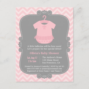 Roze Ballerina Tutu Meisje Baby Shower Uitnodiging