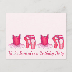 Roze Ballerina Tutu Verjaardagsfeest Uitnodiging Briefkaart