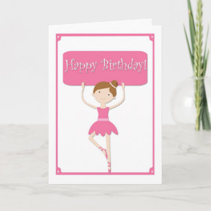 Roze Ballerina Verjaardag Kaart